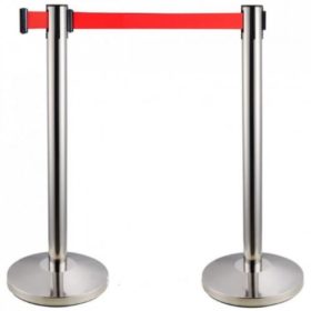 Retractable tape barrier Queue Pole